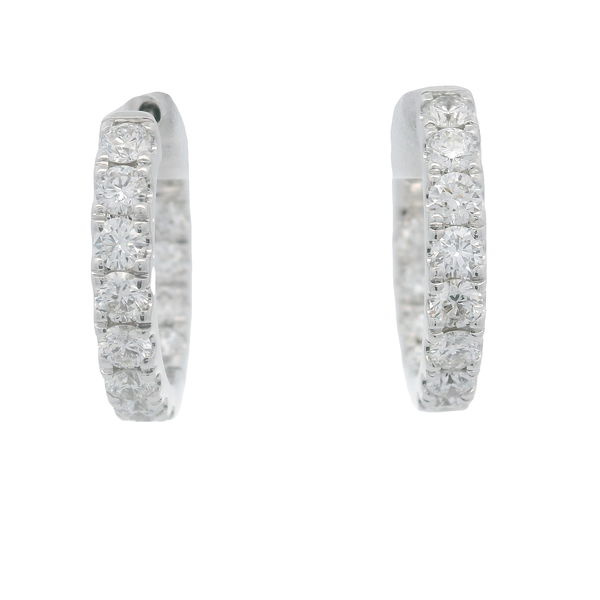 Closeup photo of 14KWG 24 BR DIAMONDS 2.00CT G/VS2 ROUND INSIDE OUT HOOP EARRINGS
