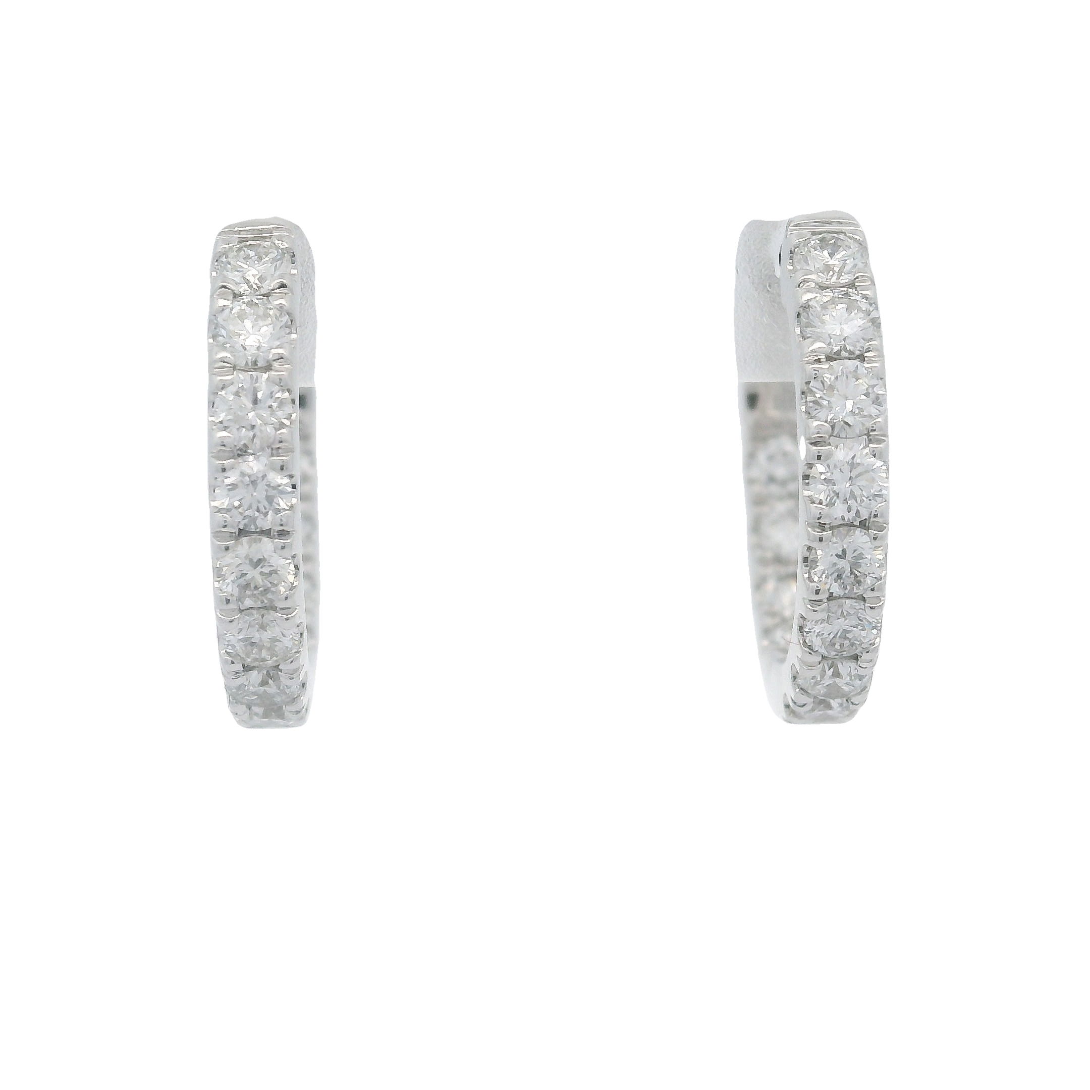 14KWG 24 BR DIAMONDS 1.08CT G/VS2 ROUND INSIDE OUT HOOP EARRINGS