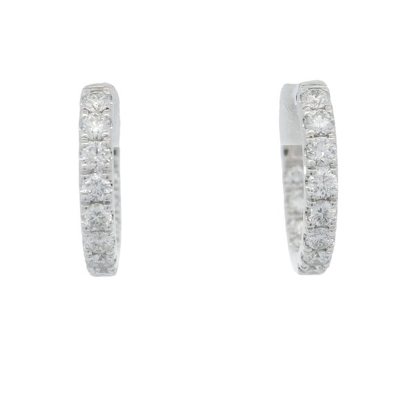 Closeup photo of 14KWG 24 BR DIAMONDS 1.08CT G/VS2 ROUND INSIDE OUT HOOP EARRINGS