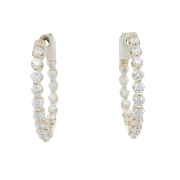 Closeup photo of 14KYG 34 BR DIAMONDS 1.08CT G/VS2 ROUND INSIDE OUT SHARED PRONG HOOP EARRINGS