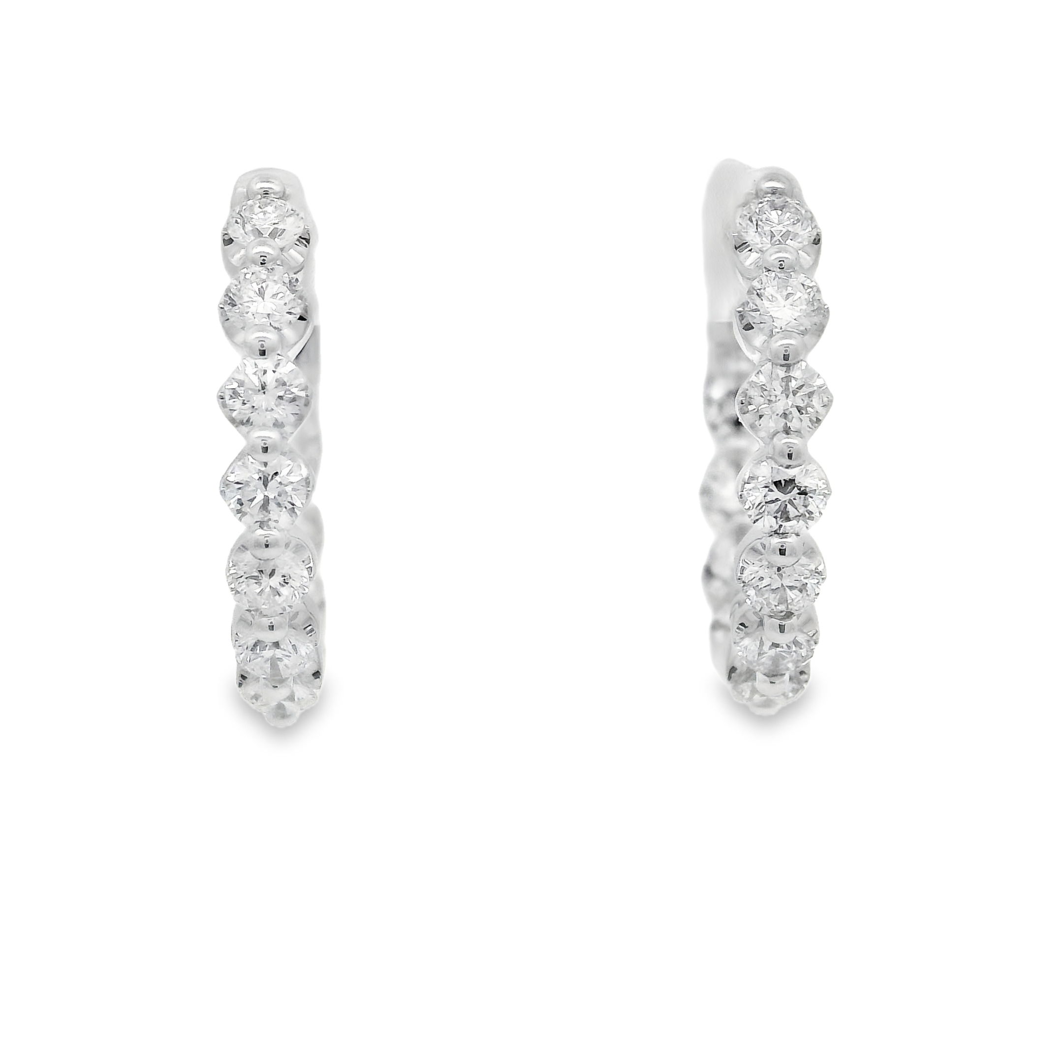 14KWG 22 BR DIAMONDS 1.57CT G/VS2 ROUND SHARED PRONG HOOP EARRINGS 14KWG 22 BR DIAMONDS 1.57CT G/VS2 ROUND SHARED PRONG HOOP EARRINGS