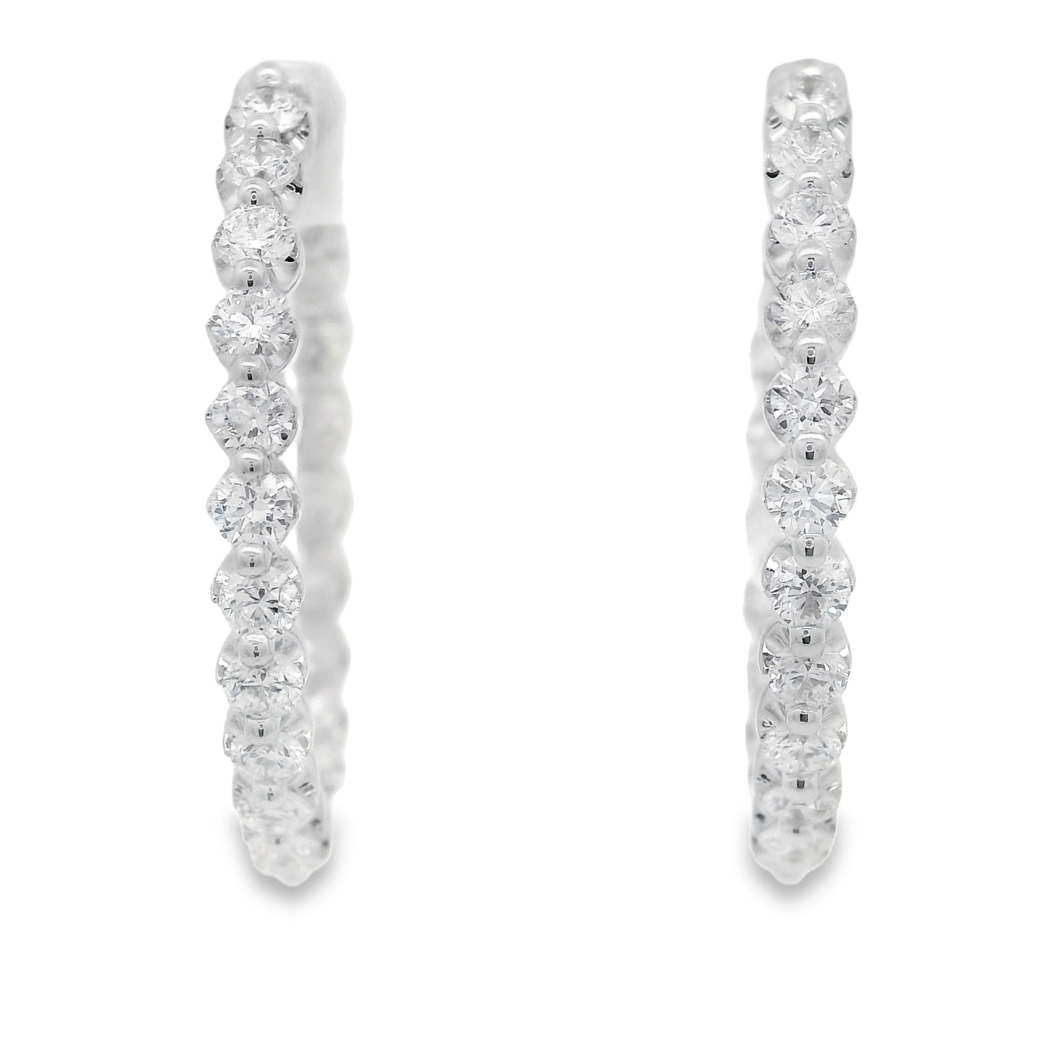 14KWG 40 BR DIAMONDS 2.00CT G/VS2 SHARED PRONG INSIDE OUT HOOP EARRINGS 14KWG 40 BR DIAMONDS 2.00CT G/VS2 SHARED PRONG INSIDE OUT HOOP EARRINGS