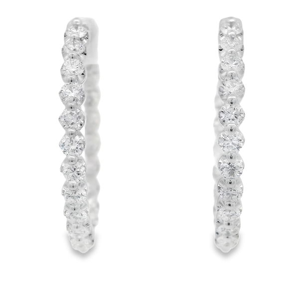 Closeup photo of 14KWG 40 BR DIAMONDS 2.00CT G/VS2 SHARED PRONG INSIDE OUT HOOP EARRINGS