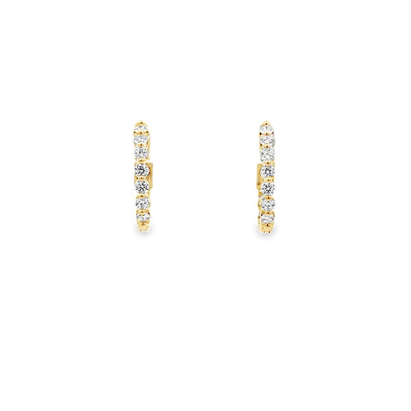 Closeup photo of 14KYG 20 BR DIAMONDS 0.55CT G/VS2 SHARED PRONG INSIDE OUT SMALL HOOP EARRINGS