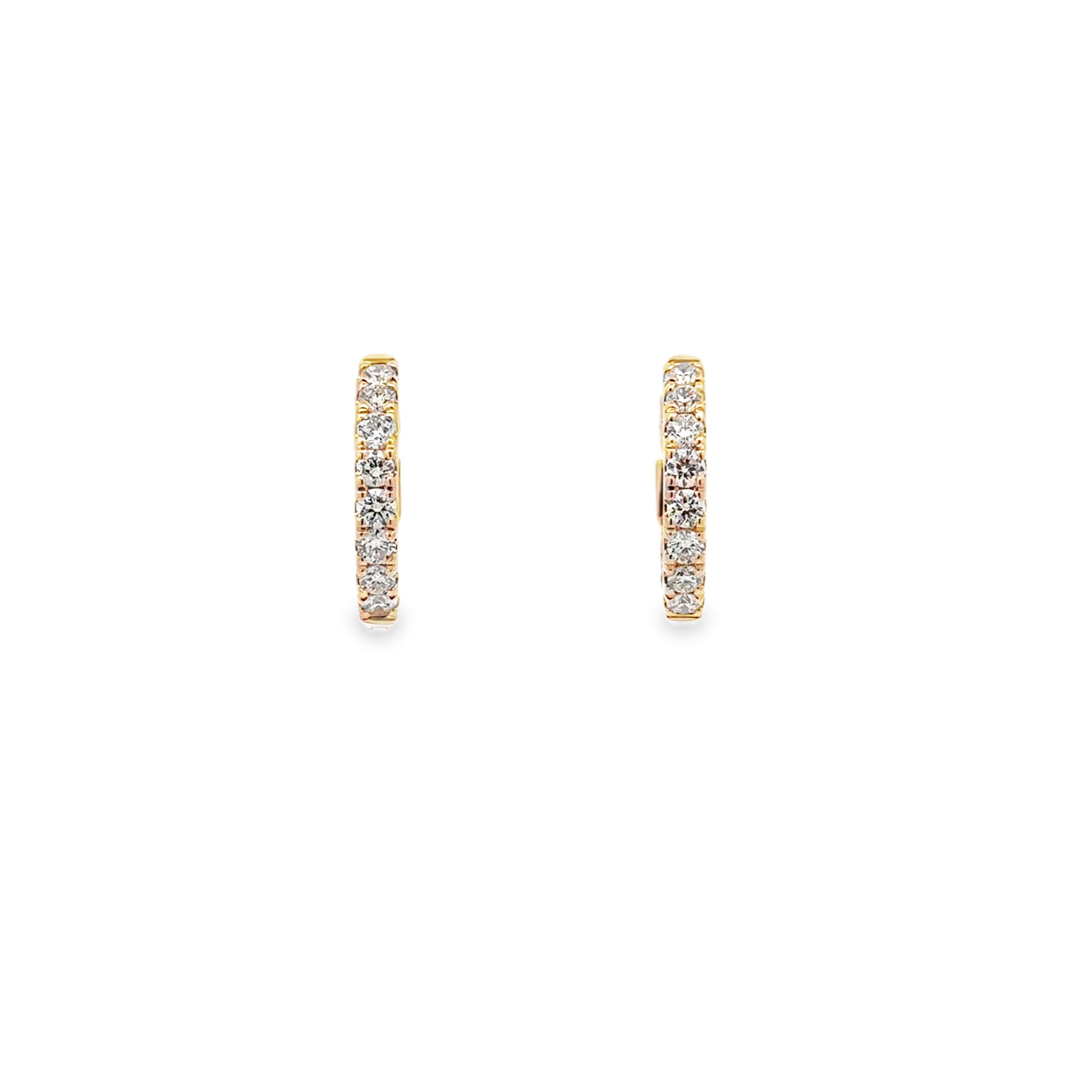 14KYG 22 BR DIAMONDS 0.80CT G/VS2 SMALL INSIDE OUT HOOP EARRINGS 14KYG 22 BR DIAMONDS 0.80CT G/VS2 SMALL INSIDE OUT HOOP EARRINGS