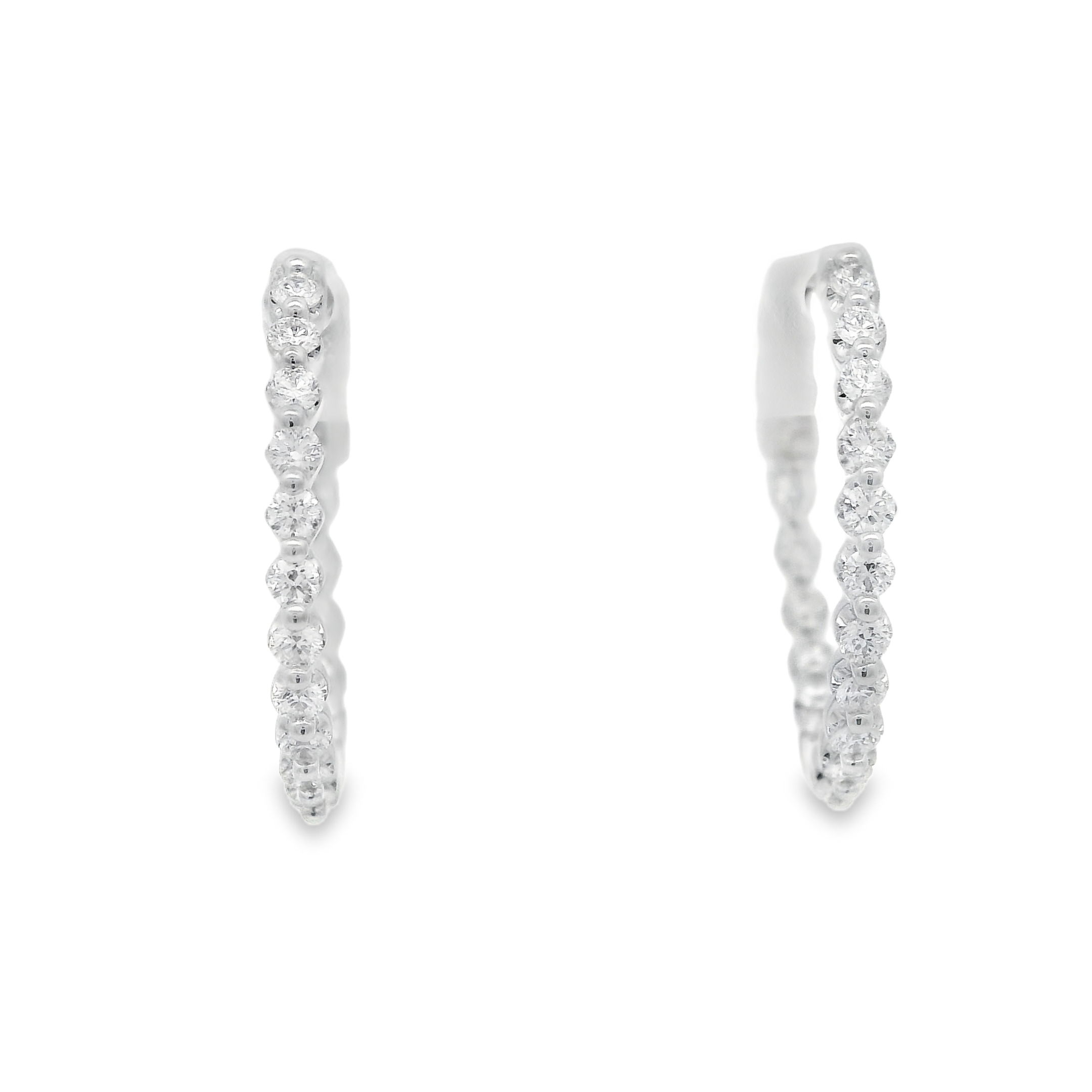 14KWG 34 BR DIAMONDS 0.55CT G/VS2 SHARED PRONG SMALL INSIDE OUT HOOP EARRINGS 14KWG 34 BR DIAMONDS 0.55CT G/VS2 SHARED PRONG SMALL INSIDE OUT HOOP EARRINGS