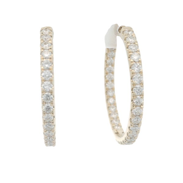 Closeup photo of 14KYG 56 BR DIAMONDS 2.00CT G'VS2 MEDIUM PRONG SET INSIDE OUT HOOP EARRINGS