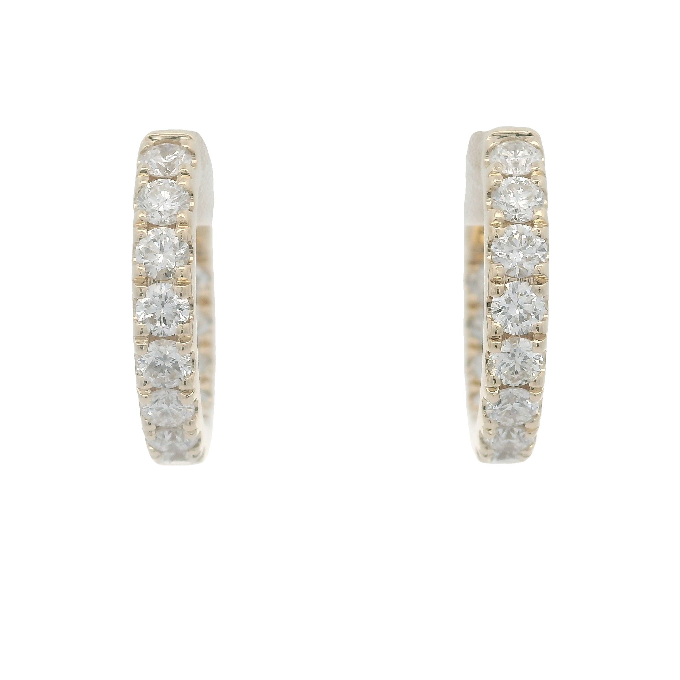 14KYG 24 BR DIAMONDS 1.50CT G/VS2 PRONG SET SMALL INSIDE OUT HOOP EARRINGS 14KYG 24 BR DIAMONDS 1.50CT G/VS2 PRONG SET SMALL INSIDE OUT HOOP EARRINGS