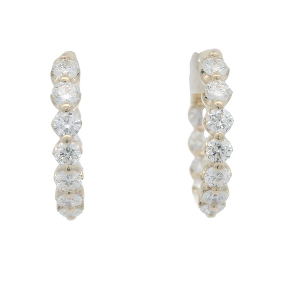 Closeup photo of 14KYG 22 BR DIAMONDS 2.00CT G/VS2 SHARED PRONG MEDIUM INSIDE OUT HOOP EARRINGS