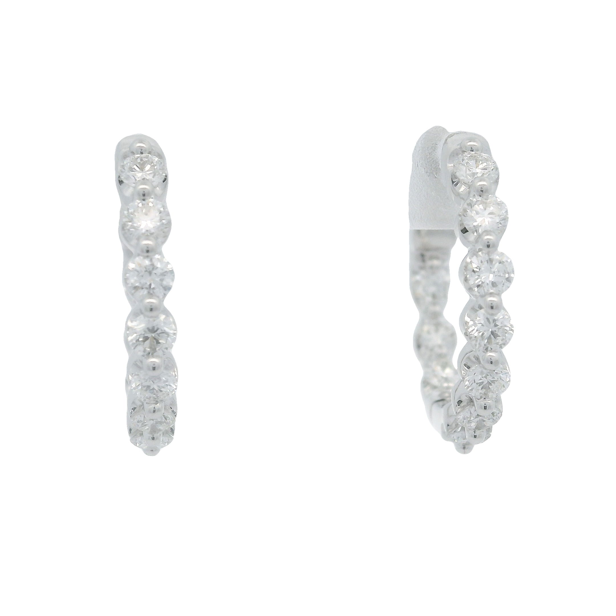 14KWG 34 BR DIAMONDS 0.80CT G/VS2 SHARED PRONG SMALL INSIDE OUT HOOP EARRINGS 14KWG 34 BR DIAMONDS 0.80CT G/VS2 SHARED PRONG SMALL INSIDE OUT HOOP EARRINGS