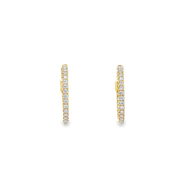 Closeup photo of 14KYG 50 BR DIAMONDS 0.55CT MEDIUM INSIDE OUT HOOP EARRINGS