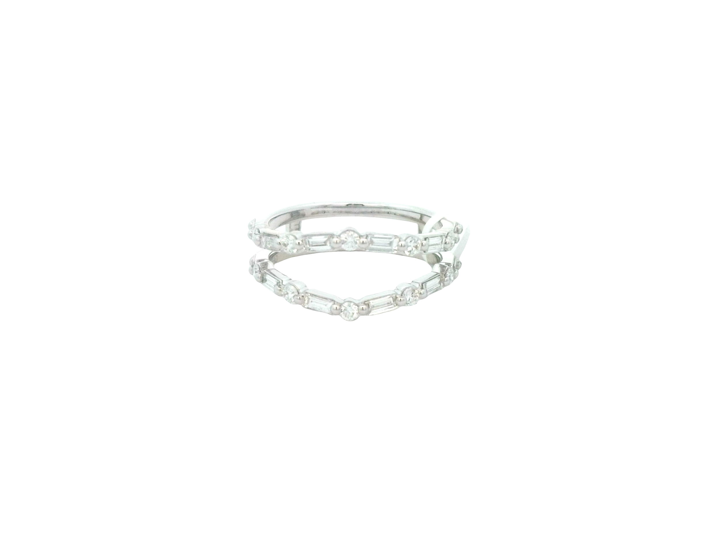 14KWG 12 BAG DIA'S 10 RD DIA'S 0.70CTW SHARED PRONG CURVED RING GUARD 14KWG 12 BAG DIA'S 10 RD DIA'S 0.70CTW SHARED PRONG CURVED RING GUARD