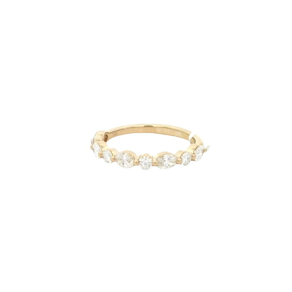 14KYG 5 OV &4 RD DIA'S 0.87CTW ALTERNATING SHARED PRONG WEDDING BAND