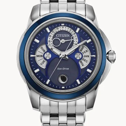 CITIZEN STAINLESS STEEL CALENDRIER ECO-DRIVE W/BLUE DIAL