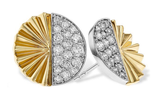 14KYG/WG 36 ROUND DIAMONDS 0.75CT DIAMOND CUT CIRCLE STUD EARRINNGS