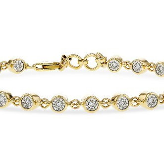 14KYG 50 ROUND DIAMONDS 0.70CT ILLUSION DOUBLE-SIDED BEZEL SET 7" BRACELET