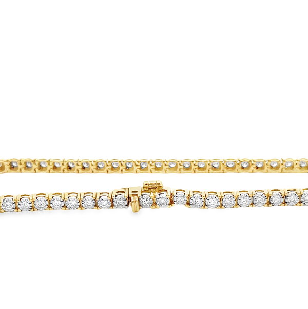 14KYG 7" 58 ROUND DIAMONDS 1.00CT MIRROR PLATE ILLUSION TENNIS BRACELET