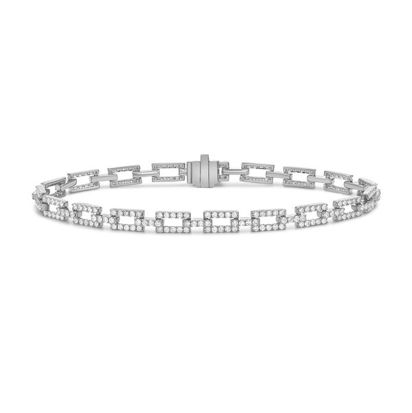 14KWG 7" 266 ROUND DIAMONDS 2.00CT REGTANGLE LINK TENNIS BRACELET