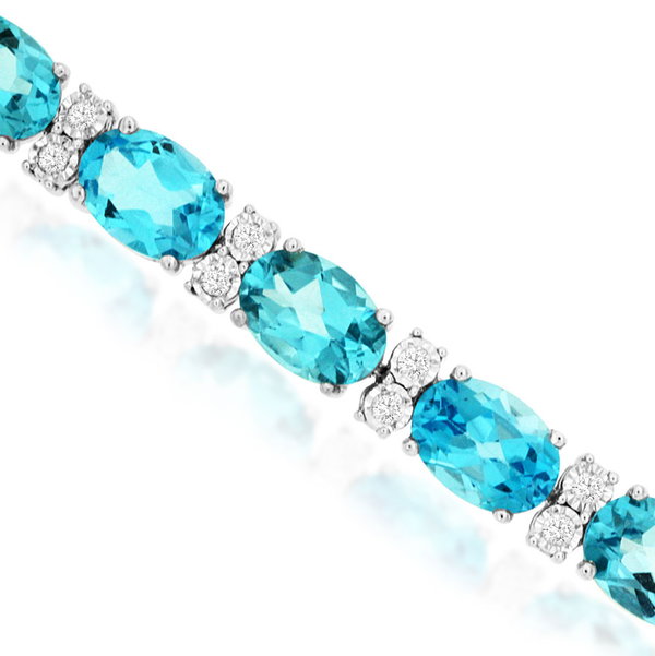 14KWG 20 BL TPZ 18.50CTW & 40 DIA'S 0.50CTW FASHION BRACELET- 7.25"