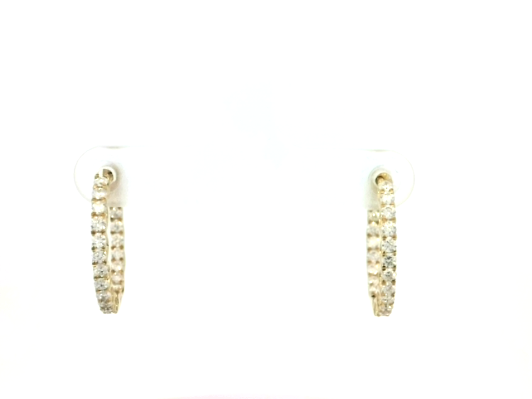 14KYG 40 LG DIA'S 1.00CTW INSIDE/OUT SMALL FASHION HOOP EARRINGS