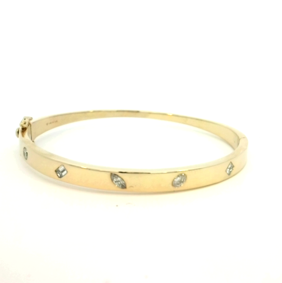 14KYG 1.00CTW 5 MULTI SHAPE LAB GROWN DIAMOND BANGLE BRACELET
