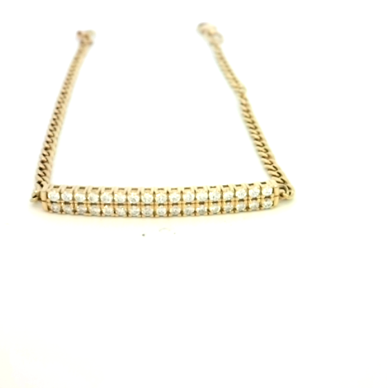 14KYG 34 LG DIA'S 0.50CTW DOUBLE ROW SETTING W/ FANCY LINK CHAIN BRACELET- 7"
