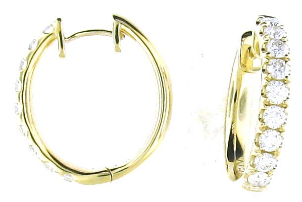 14KYG 20 LG DIA'S 0.25CTW HUGGIE HOOP EARRINGS
