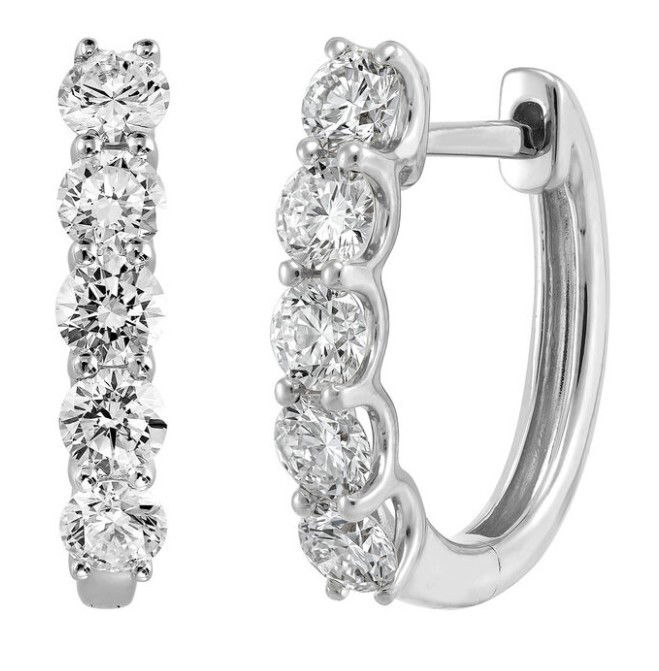 14KWG 10 LAB GROWN DIAMONDS 1.00CTW FASHION HOOP EARRINGS