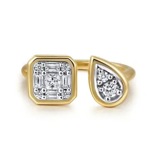 14KYG/WG 6 RD-4 BAG-1 PR DIA'S 0.45CTW FASHION CLUSTER NEGATIVE SPACE RING