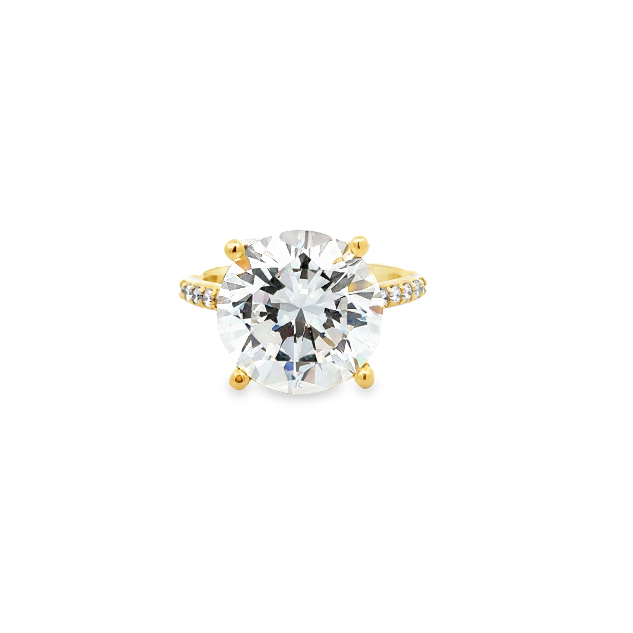 14KYG 40 ROUND DIAMONDS 0.30CT CATHEDRAL SEMI-MOUNT FOR 13.0MM ROUND CENTER STONE