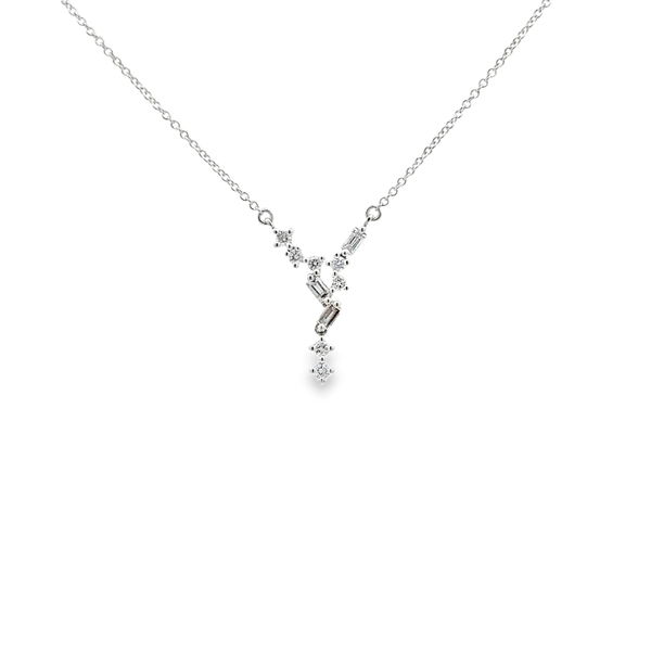Closeup photo of 14KW 3 BAGUETTE DIAMONDS 0.10CT & 7 ROUND DIAMONDS 0.16CT "Y" STATION 18" NECKLACE
