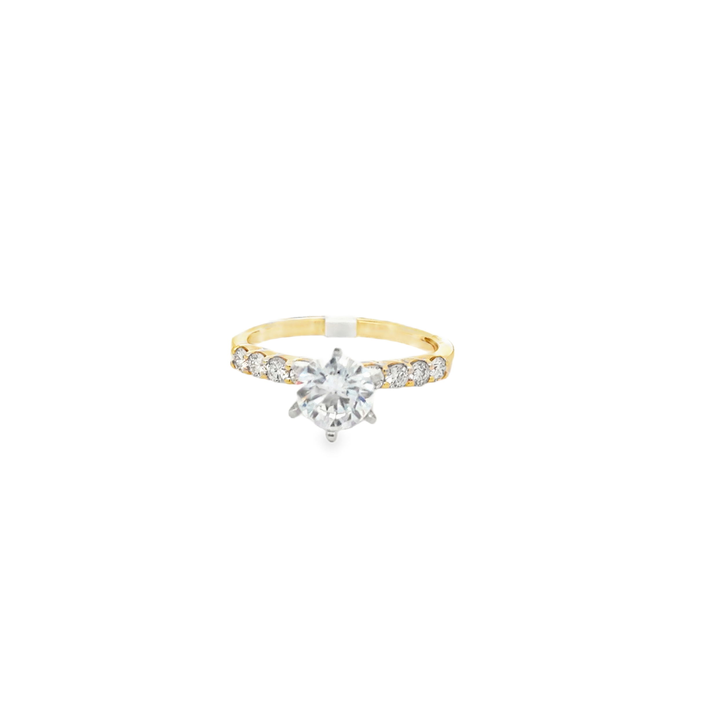 14KYG 8 ROUND DIAMONDS 0.34CT PRONG SET CLASSIC SEMI-MOUNT