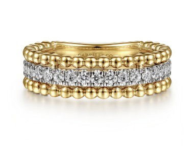 14KYG/WG 27 ROUND DIAMONDS 0.47CT BEADED BUJUKAN BAND
