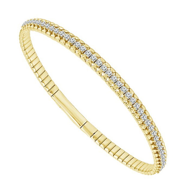14KYG 41 ROUND DIAMONDS 1.33CT 6.75" FLEXI-BANGLE BRACELET