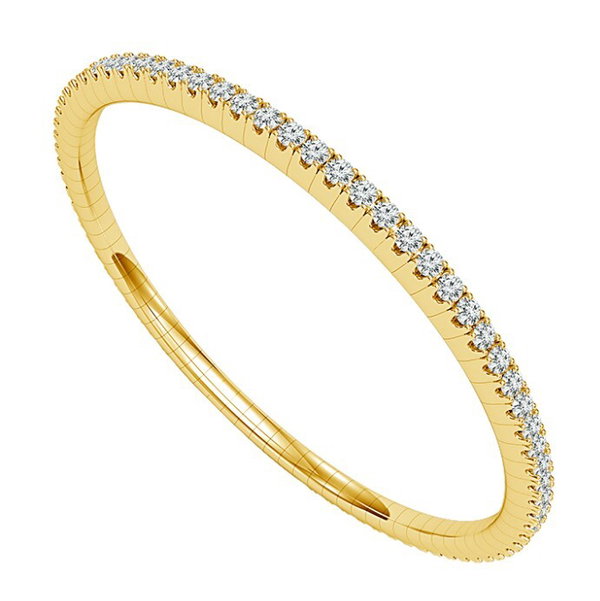 14KYG 6" 76 ROUND DIAMONDS 2.75CT FLEXI-EXPANSION TENNIS BRACELET