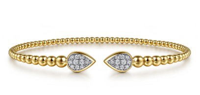 14K YELLOW 20 ROUND DIAMONDS 0.25CTW BUJUKAN PAVE BANGLE BRACELET