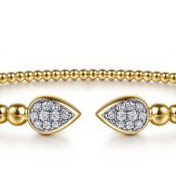 14K YELLOW 20 ROUND DIAMONDS 0.25CTW BUJUKAN PAVE BANGLE BRACELET