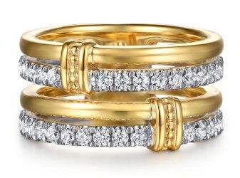 14K TWO-TONE GOLD 34 ROUND DIAMONDS 0.60CTW BUJUKAN FASHION RING