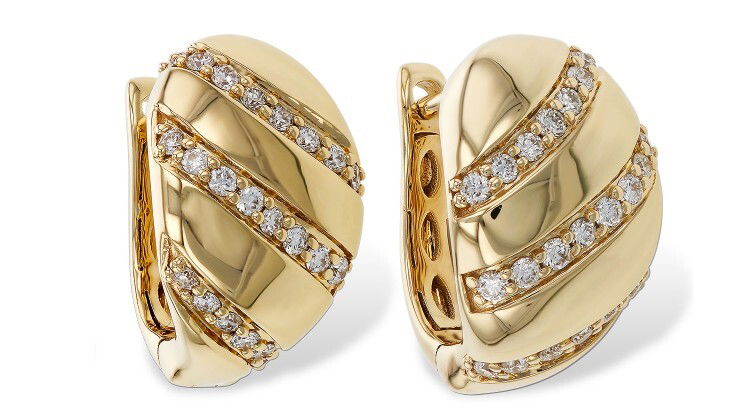 14KYG 44 ROUND DIAMONDS 0.25CT POLISHED LEVERBACK EARRINGS