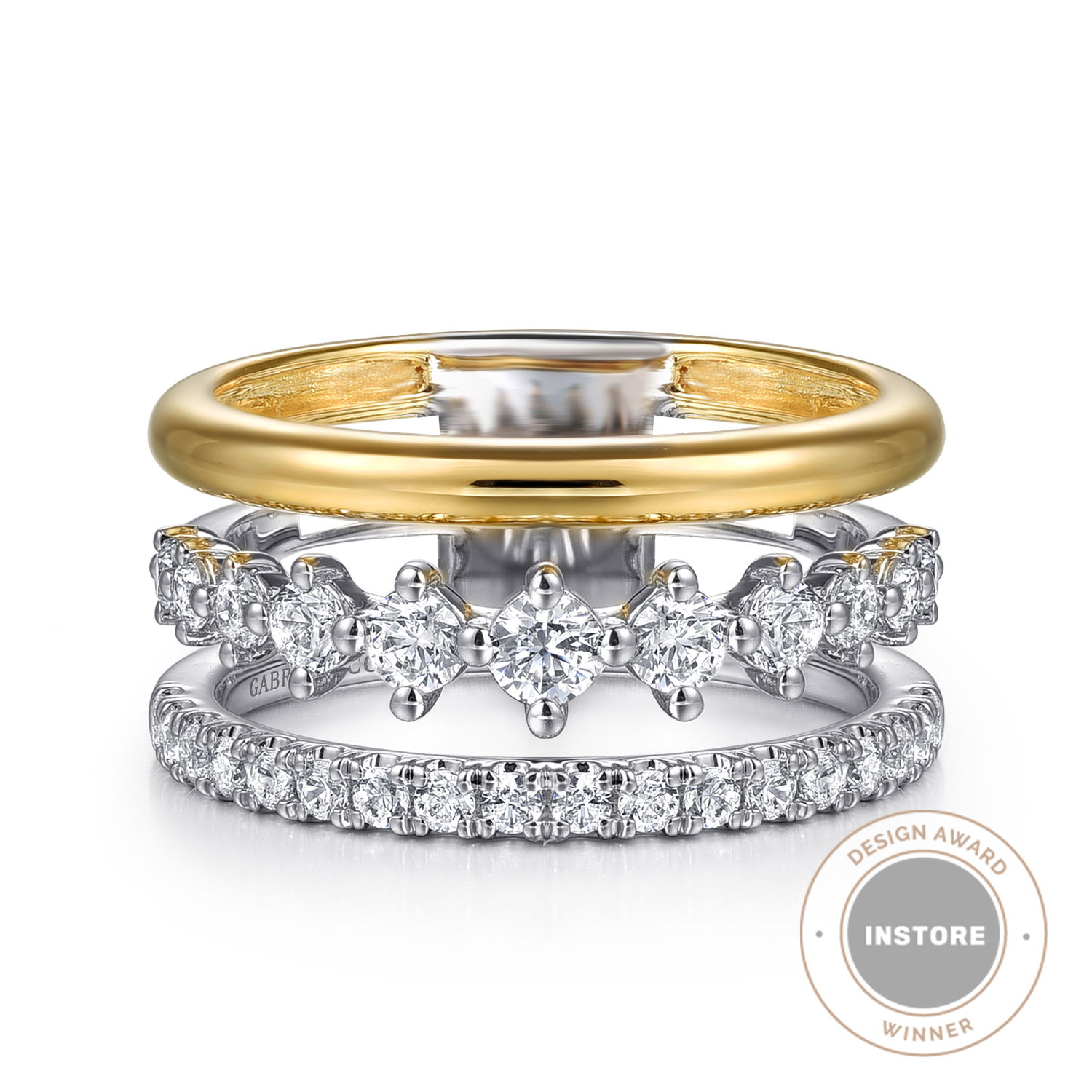 14K TWO-TONE 29 ROUND 0.73CTW DIAMOND STACKABLE RING