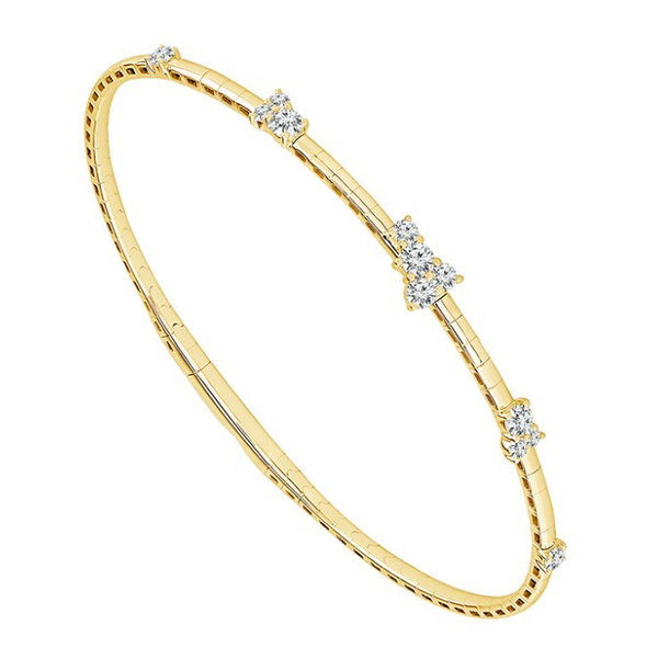 14K 6.75" 12 ROUND DIAMONDS 0.63CT "SCATTERED" FLEXI-BANGLE BRACELET