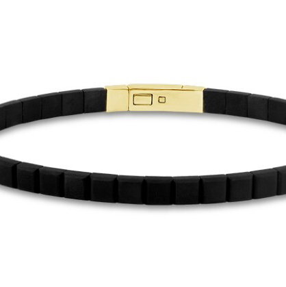 14KY 7.5" BLACK TITANIUM WIRE "TRACER" BANGLE BRACELET