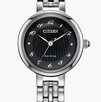 CITIZEN LADIES ROUND NUMERIC BLACK DIAL ECO-DRIVE WATCH