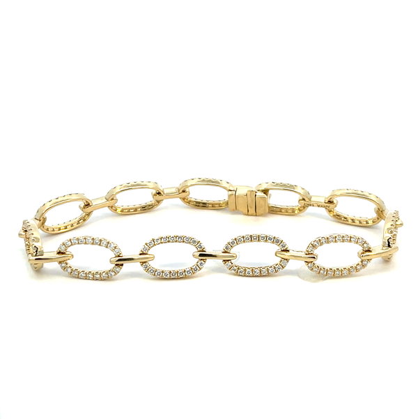 14KY 2.00CTTW RD DIAMOND OVAL LINK BRACELET 7"