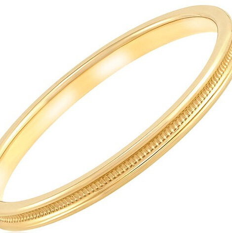 14KY 2MM RECESSED MILGRAIN STACKABLE BAND SZ 6