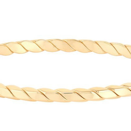 14KY POL HOLLLOW OVAL TWIST DSGN HINGE BANGLE