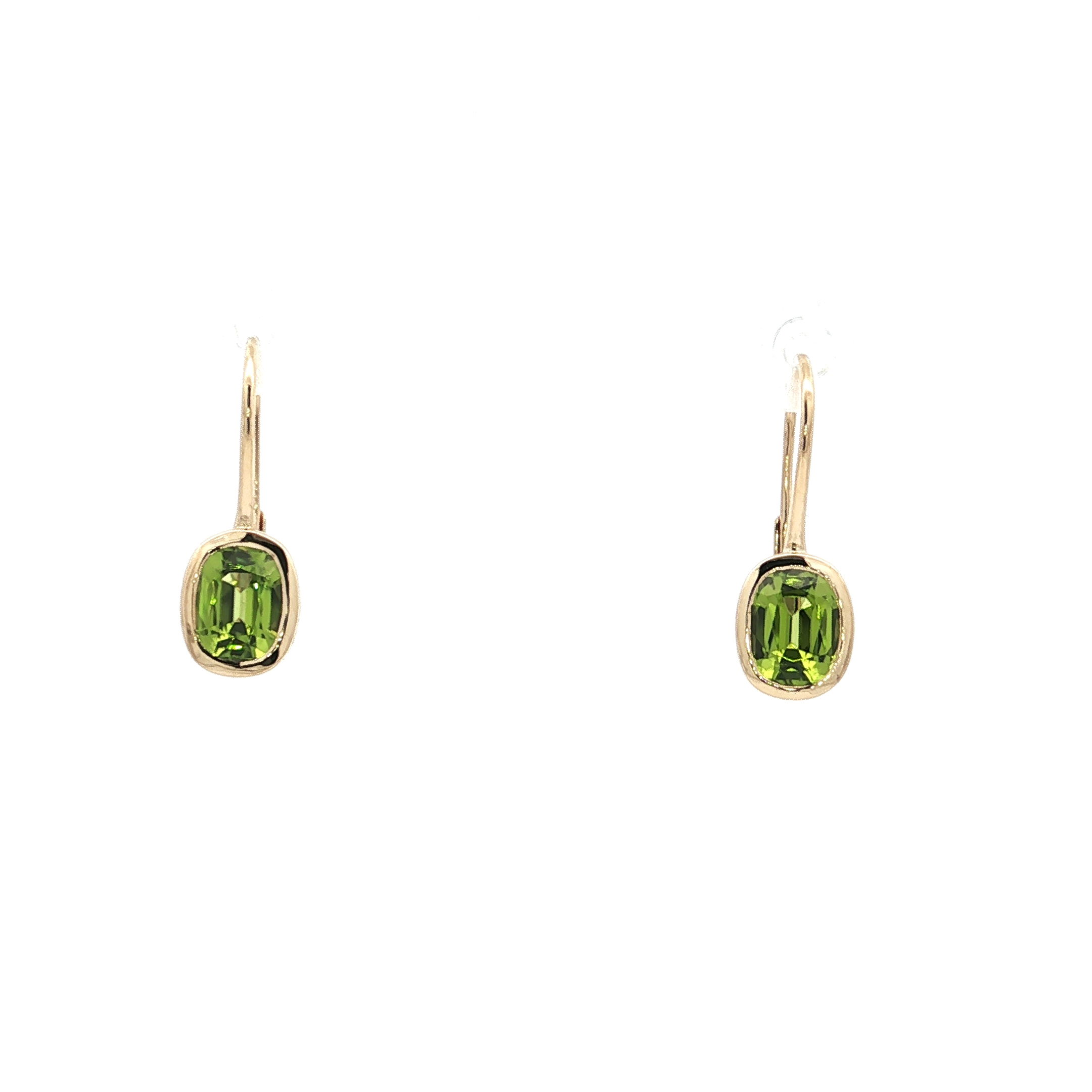 14KY 2.90CTTW PERIDOT LB EARRINGS