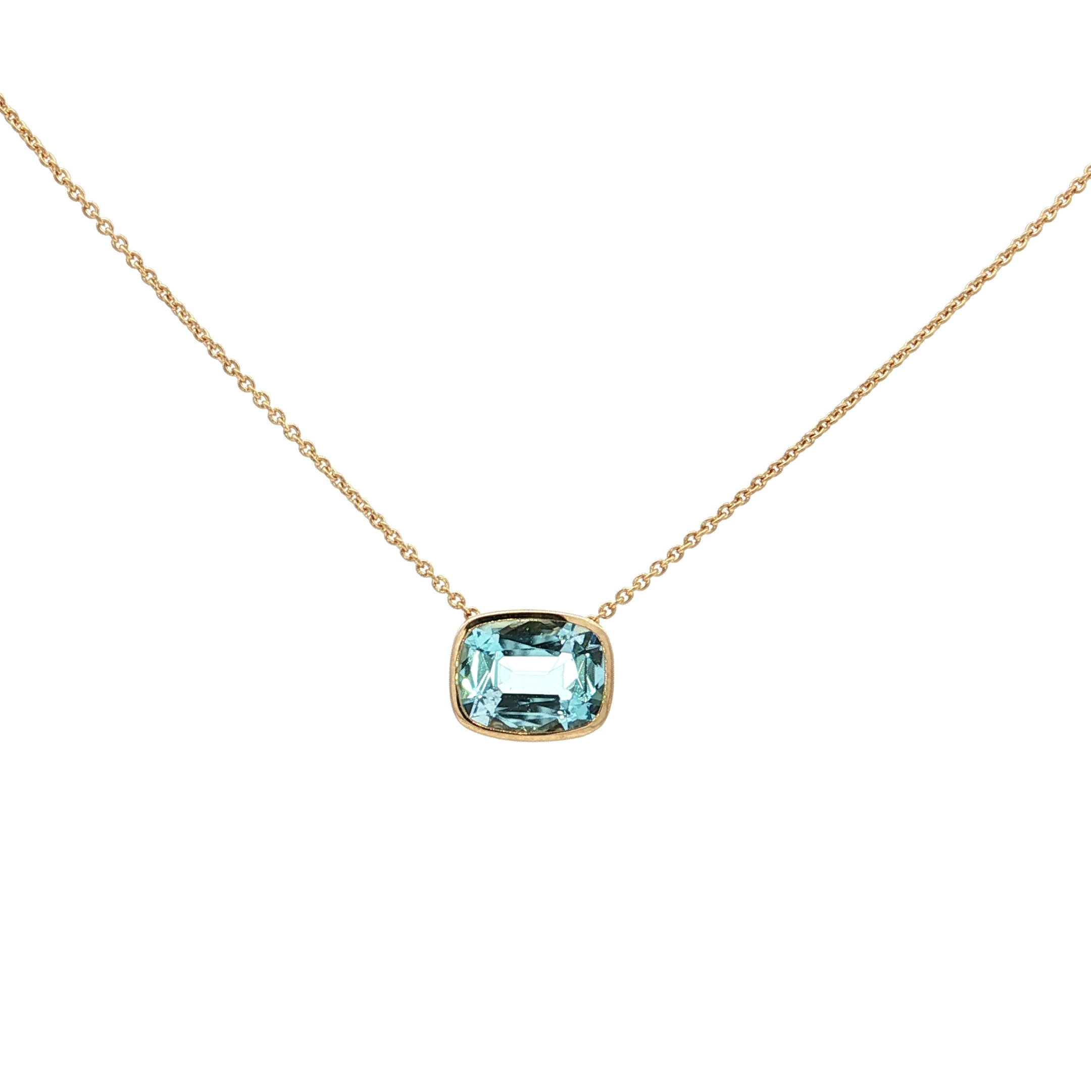 14KY 2.14CT BLUE TOPAZ 18" NECKLACE