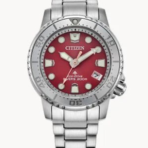 CITIZEN ECO-DRIVE 37MM PROMASTER DIVE WATCH W/RED DIAL