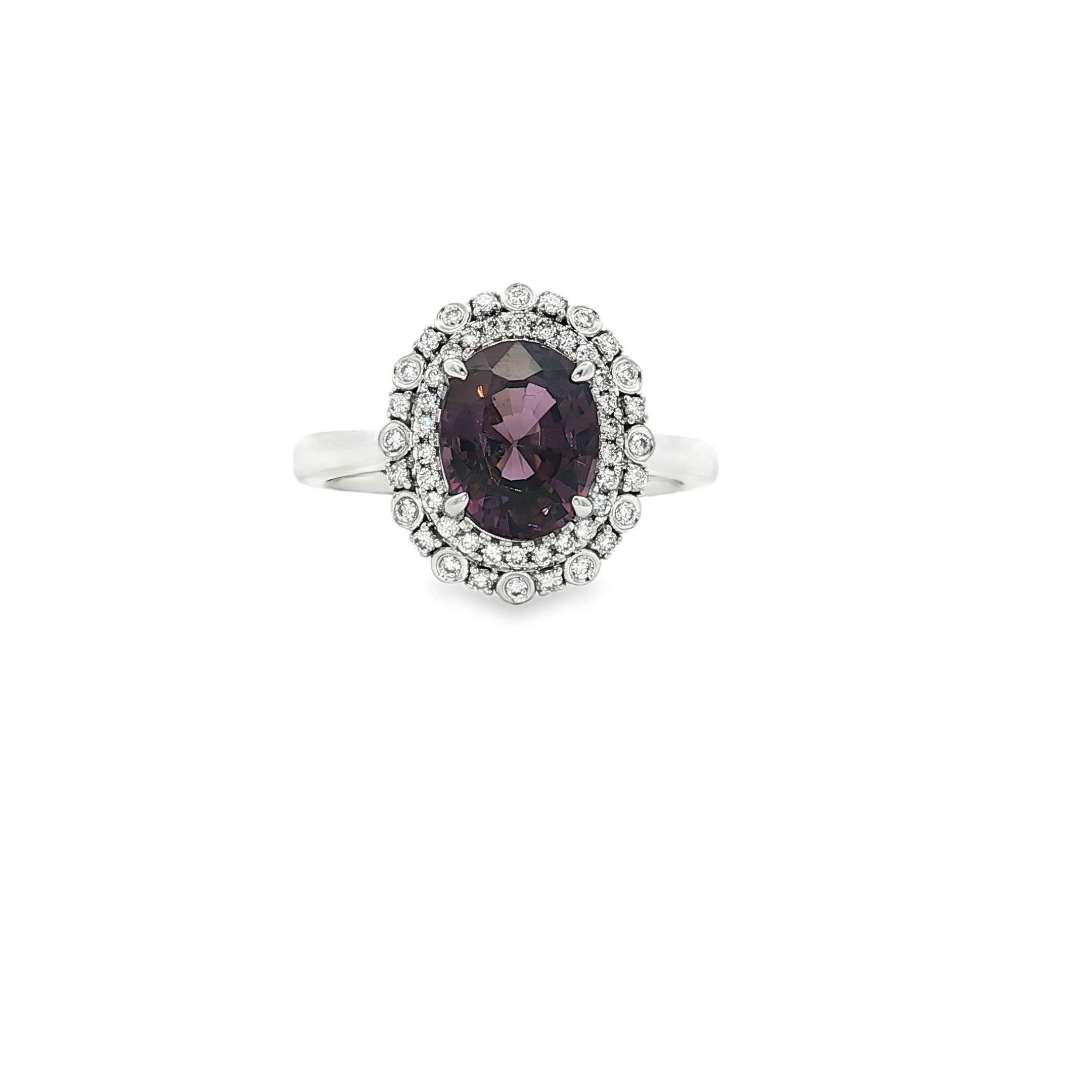 18KW 2.19 CT SPINEL & .23CTTW RB DIA RING SZ 7
